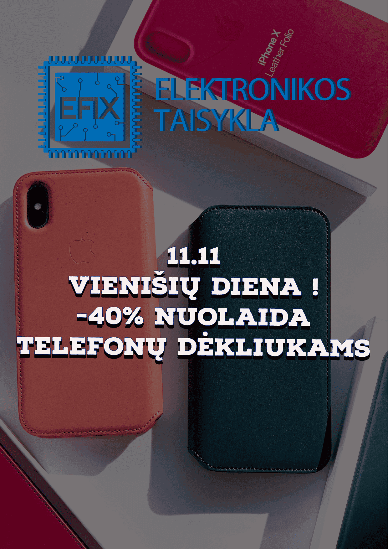 Tik 11.11 – net 40% nuolaida telefonų dėkliukams!